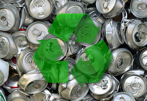 Different types of construction debris sorted for recycling